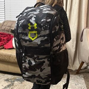 Under Armour Camo Baseball Bag - Black, Gray, and Yellow